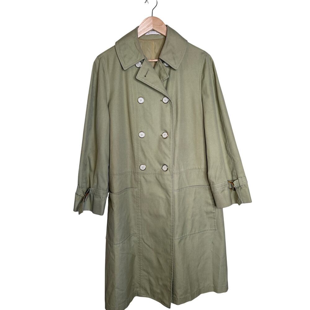 Misty Harbor "Wearing Good Health" Lime Green Trench Coat Women's‎ Size 14